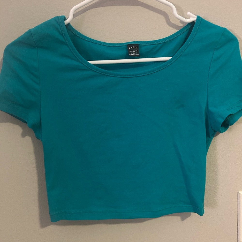 SHEIN Vibrant Blue Crop Top small water stain